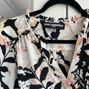 Black and white floral blouse